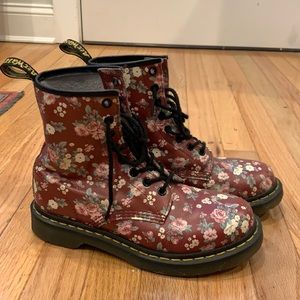 Maroon floral Dr. Martins